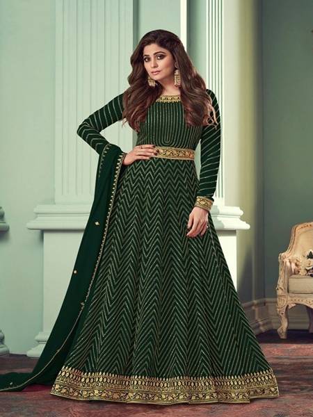 Green  Colour Alizza Gold Wedding Wear Georgette Salwar Suit Collection
